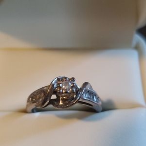 Small stone promise or engagement ring